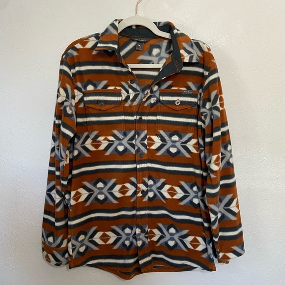 Eddie Bauer Mens Chutes Microfleece Long Sleeve Aztec Shirt - Picture 3 of 6